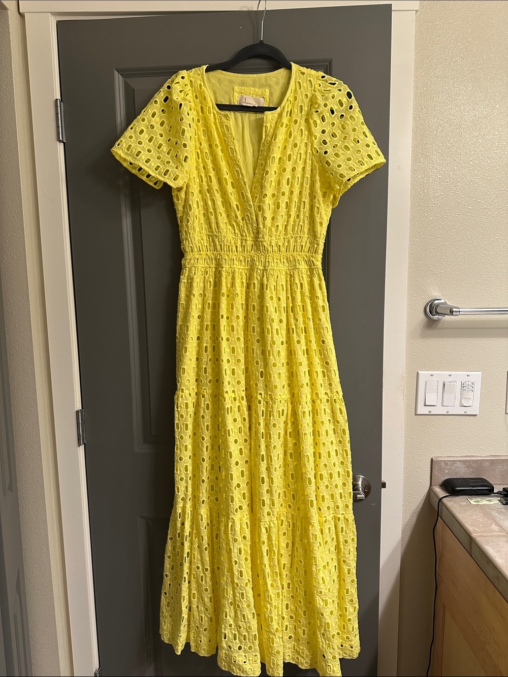 Sunshine Eyelet Maxi Dress with V-Neck
